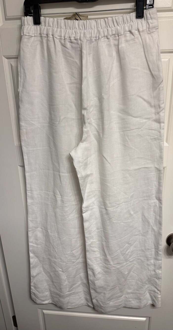 MagicLinen Wide Leg Linen Pants Banff White Medium - Picture 4 of 8